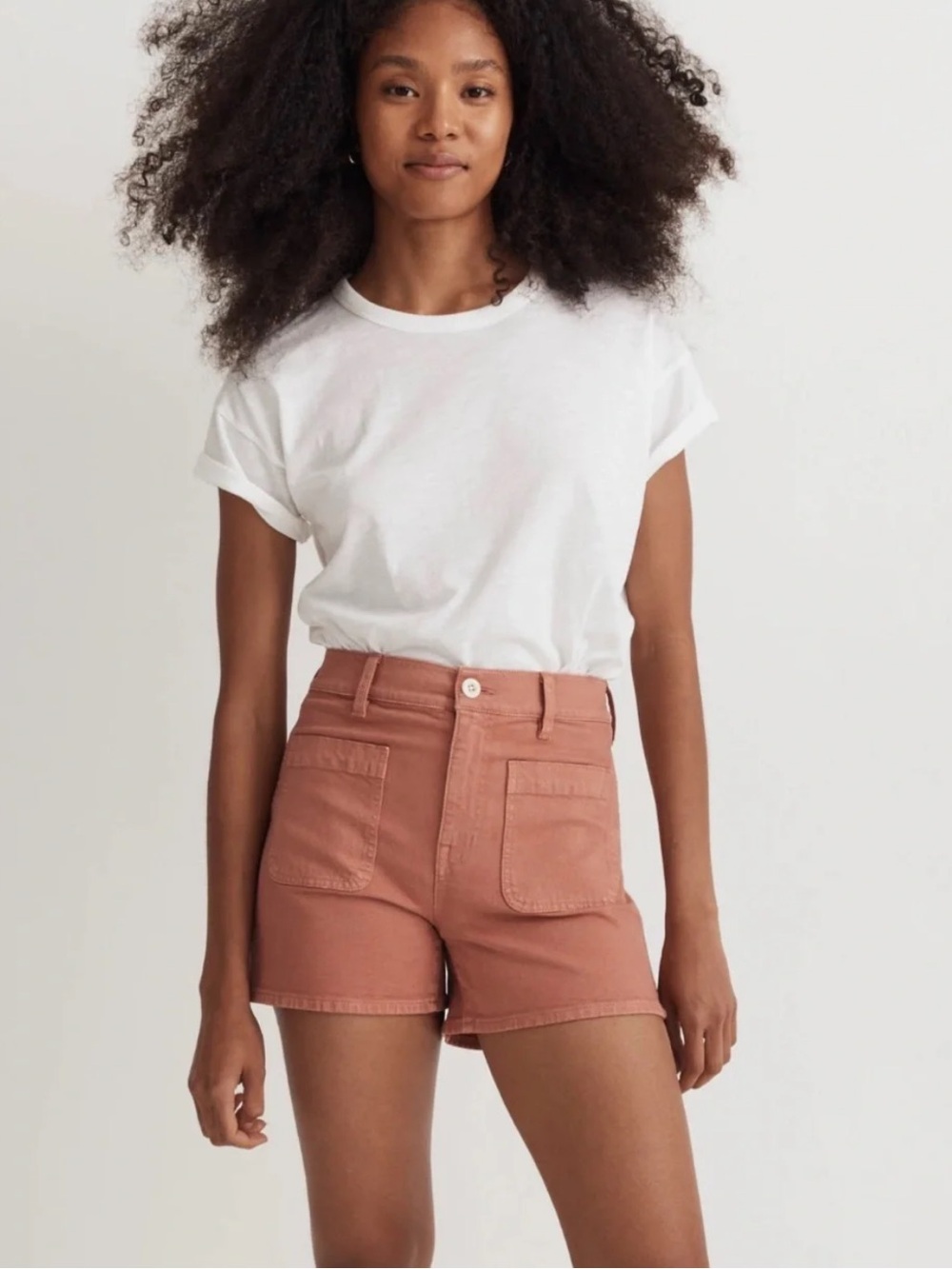 Madewell High-Waist Rust Orange Patch-Pocket Emmy Shorts. Size 27 . Style NO511